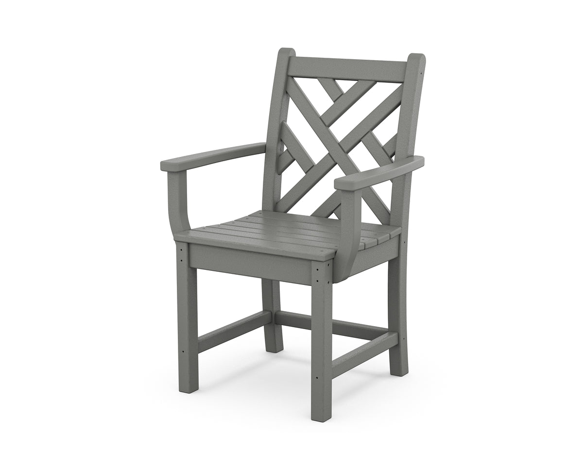 POLYWOOD Chippendale Dining Arm Chair in Slate Grey