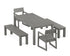 POLYWOOD EDGE 5-Piece Parsons Dining Set with Benches in Slate Grey