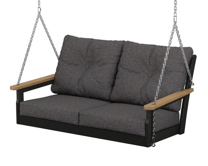 POLYWOOD Vineyard Deep Seating Swing in Black / Natural / Ash Charcoal