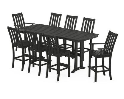 POLYWOOD Vineyard 9-Piece Bar Set with Trestle Legs in Black