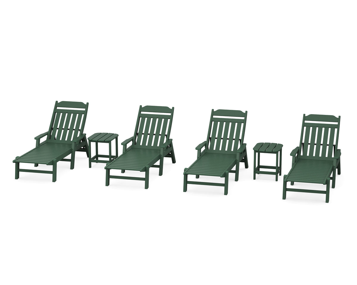 POLYWOOD Cottage 6-Piece Chaise Set with Arms in Green