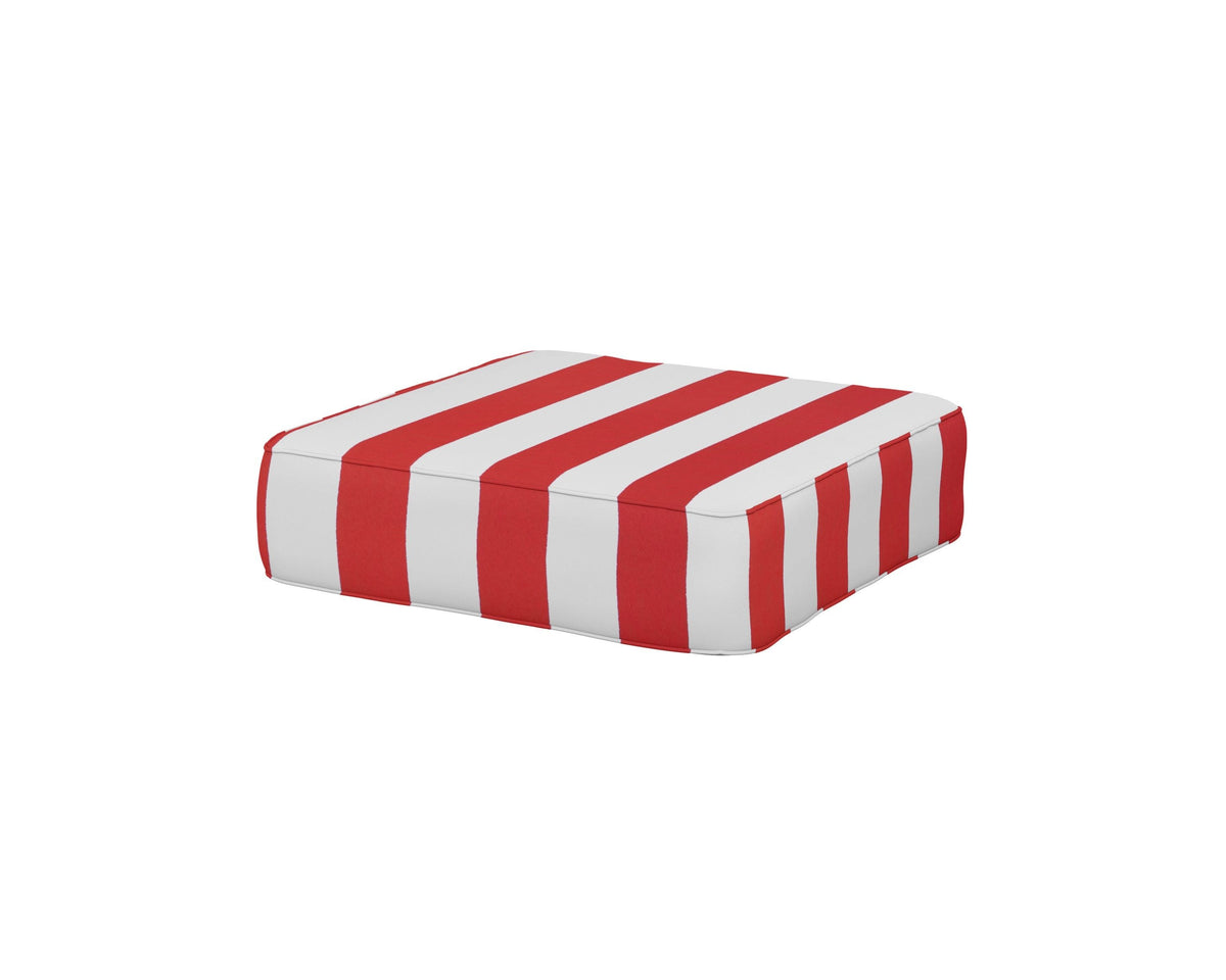 POLYWOOD Ateeva 4000 Ottoman Cushion in Cabana Stripe Crimson