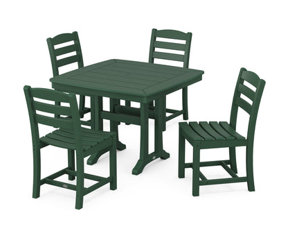 POLYWOOD La Casa Café Side Chair 5-Piece Dining Set with Trestle Legs - 37" Table in Green