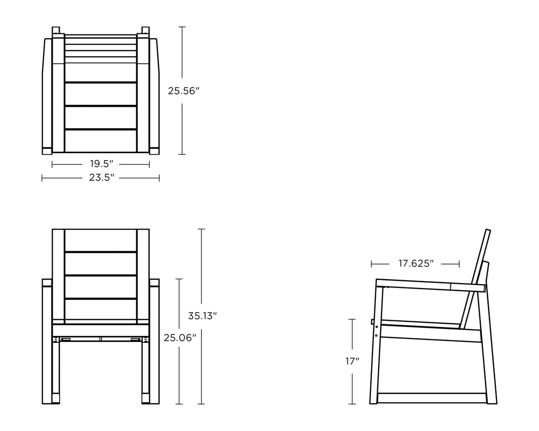 POLYWOOD Elevate Dining Arm Chair dimensions