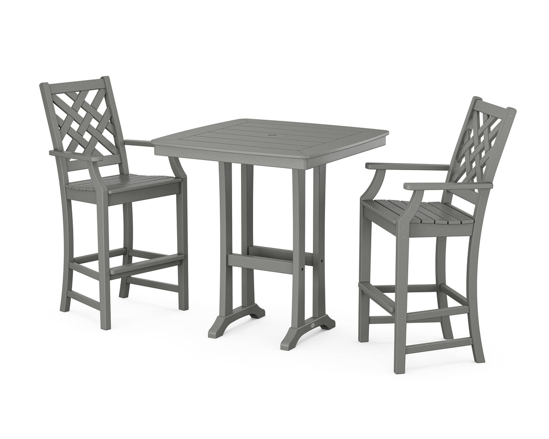 POLYWOOD Country Living Wovendale 3-Piece Bar Set in Slate Grey