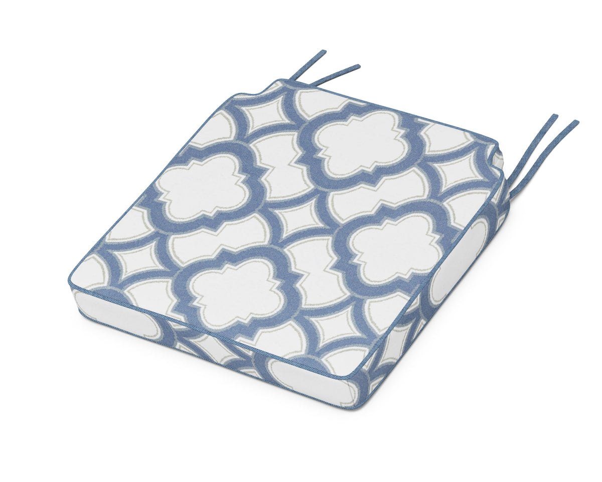 POLYWOOD Acadia Dining Side Seat Cushion in Trellis Sky Blue