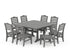 POLYWOOD Savannah Side Chair 9-Piece Square Farmhouse Dining Set with Trestle Legs in Slate Grey