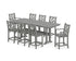 POLYWOOD Chippendale 9-Piece Farmhouse Counter Set with Trestle Legs in Slate Grey