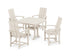POLYWOOD Modern Adirondack 5-Piece Dining Set with Trestle Legs with Modern Adirondack Dining Chair in Sand
