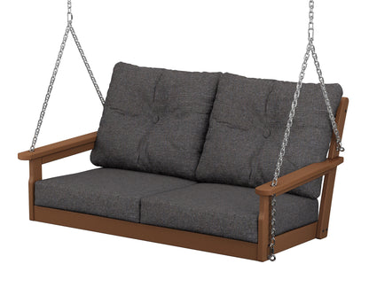 POLYWOOD Vineyard Deep Seating Swing in Teak / Ash Charcoal