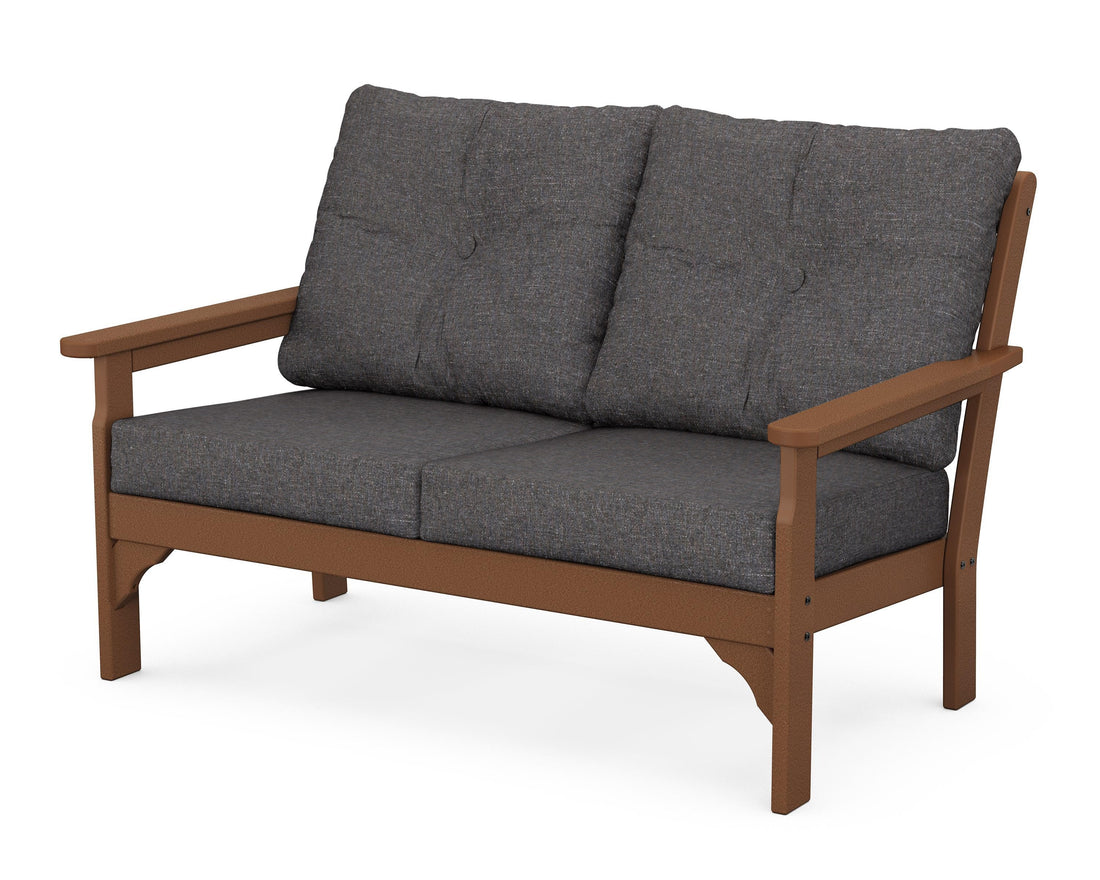 POLYWOOD Vineyard Deep Seating Loveseat in Teak / Ash Charcoal