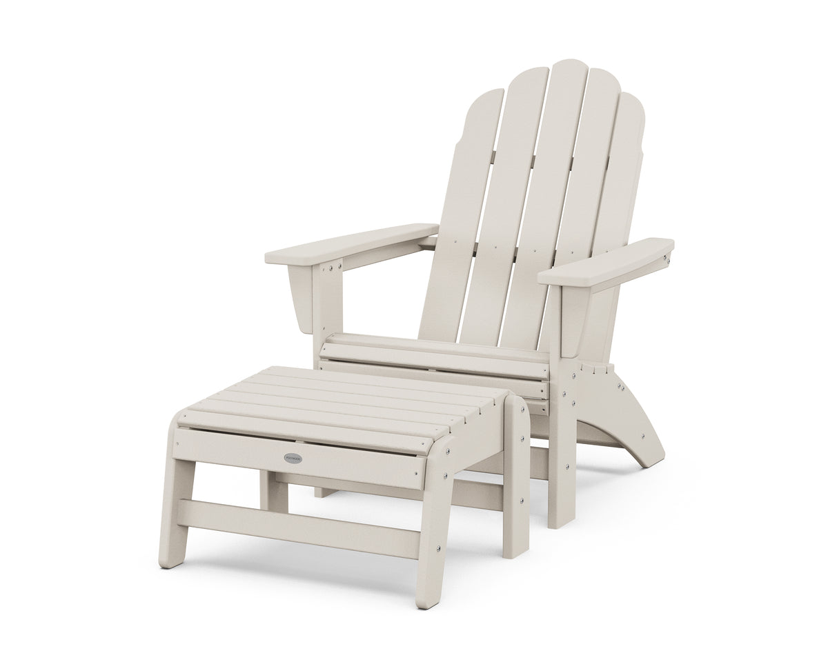 POLYWOOD Vineyard Grand Adirondack Chair with Ottoman in Sand