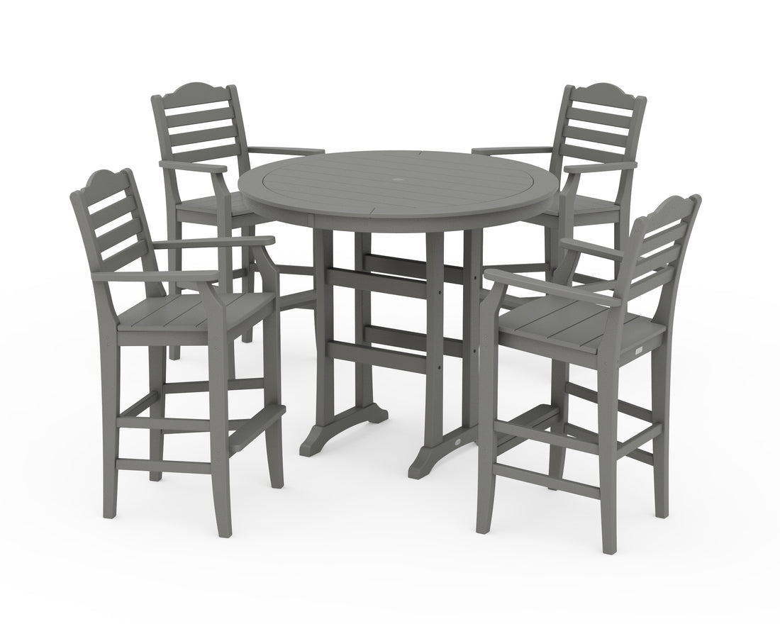 POLYWOOD Savannah 5-Piece Round Bar Set in Slate Grey
