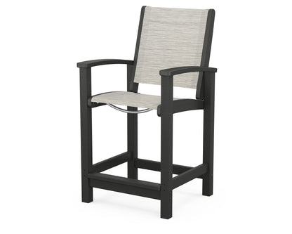 POLYWOOD Coastal Counter Chair in Black / Birch