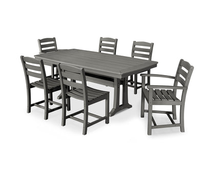 POLYWOOD La Casa Café 7-Piece Dining Set with Trestle Legs in Slate Grey
