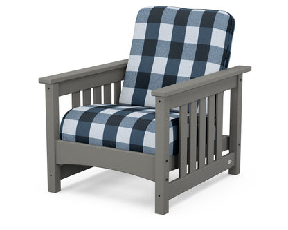 POLYWOOD Club Mission Chair in Slate Grey / Buffalo Plaid Marine Indigo
