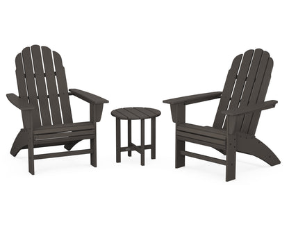 POLYWOOD Vineyard 3-Piece Curveback Adirondack Set in Vintage Coffee