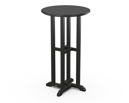 POLYWOOD 24" Round Farmhouse Bar Bistro Table in Black