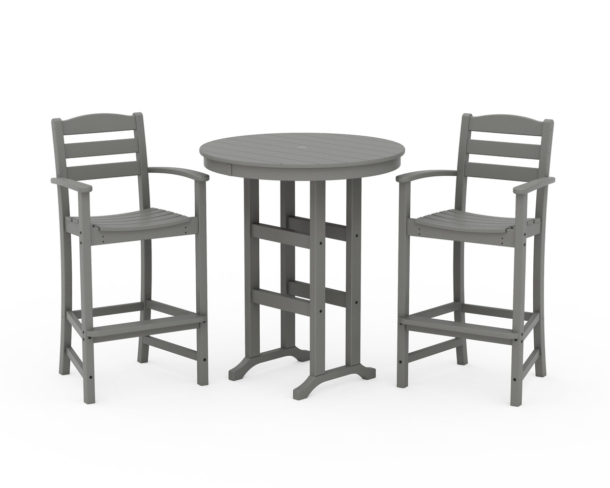 POLYWOOD La Casa Café 3-Piece Round Farmhouse Bar Set in Slate Grey