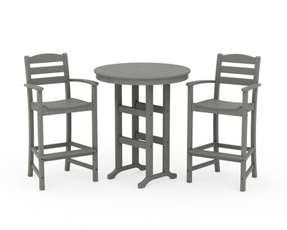 POLYWOOD La Casa Café 3-Piece Round Farmhouse Bar Set in Slate Grey