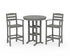 POLYWOOD La Casa Café 3-Piece Round Farmhouse Bar Set in Slate Grey