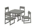 POLYWOOD EDGE Side Chair 5-Piece Dining Set with Trestle Legs (Nautical 44" Table) in Slate Grey