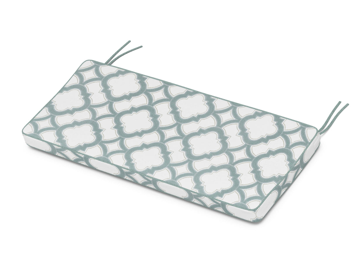 POLYWOOD Chinoiserie 48" Bench Seat Cushion in Trellis Glacier Spa