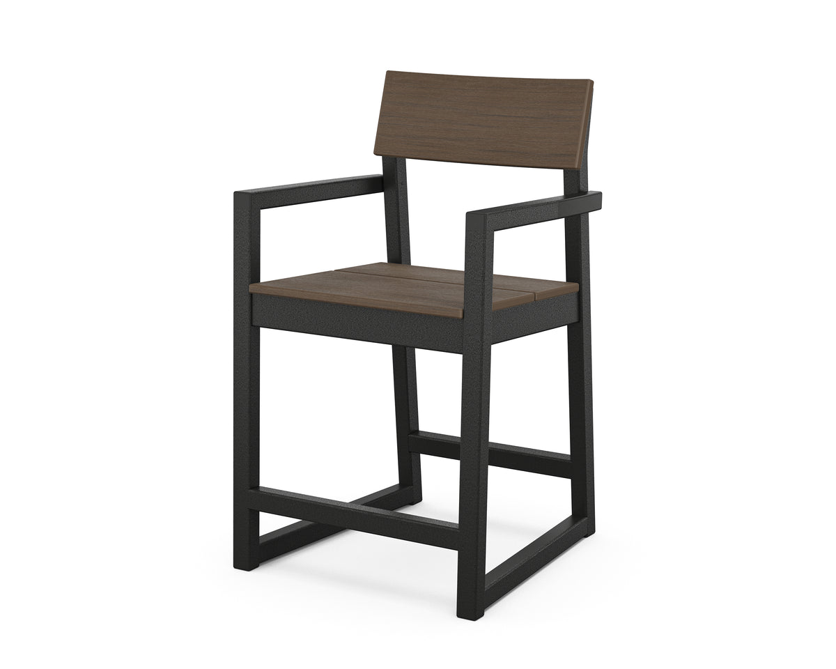 POLYWOOD EDGE Counter Arm Chair in Black / Kona
