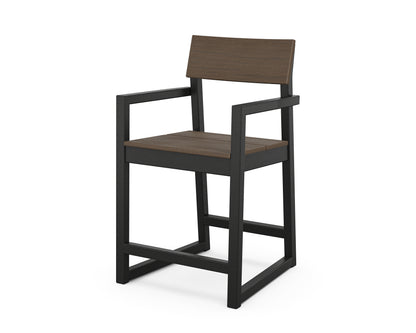 POLYWOOD EDGE Counter Arm Chair in Black / Kona