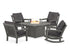 POLYWOOD Vineyard 5-Piece Deep Seating Rocking Chair Conversation Set with Fire Pit Table in Slate Grey / Ash Charcoal