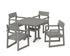 POLYWOOD EDGE 5-Piece Dining Set with Trestle Legs (Nautical Trestle 37" Table) in Slate Grey