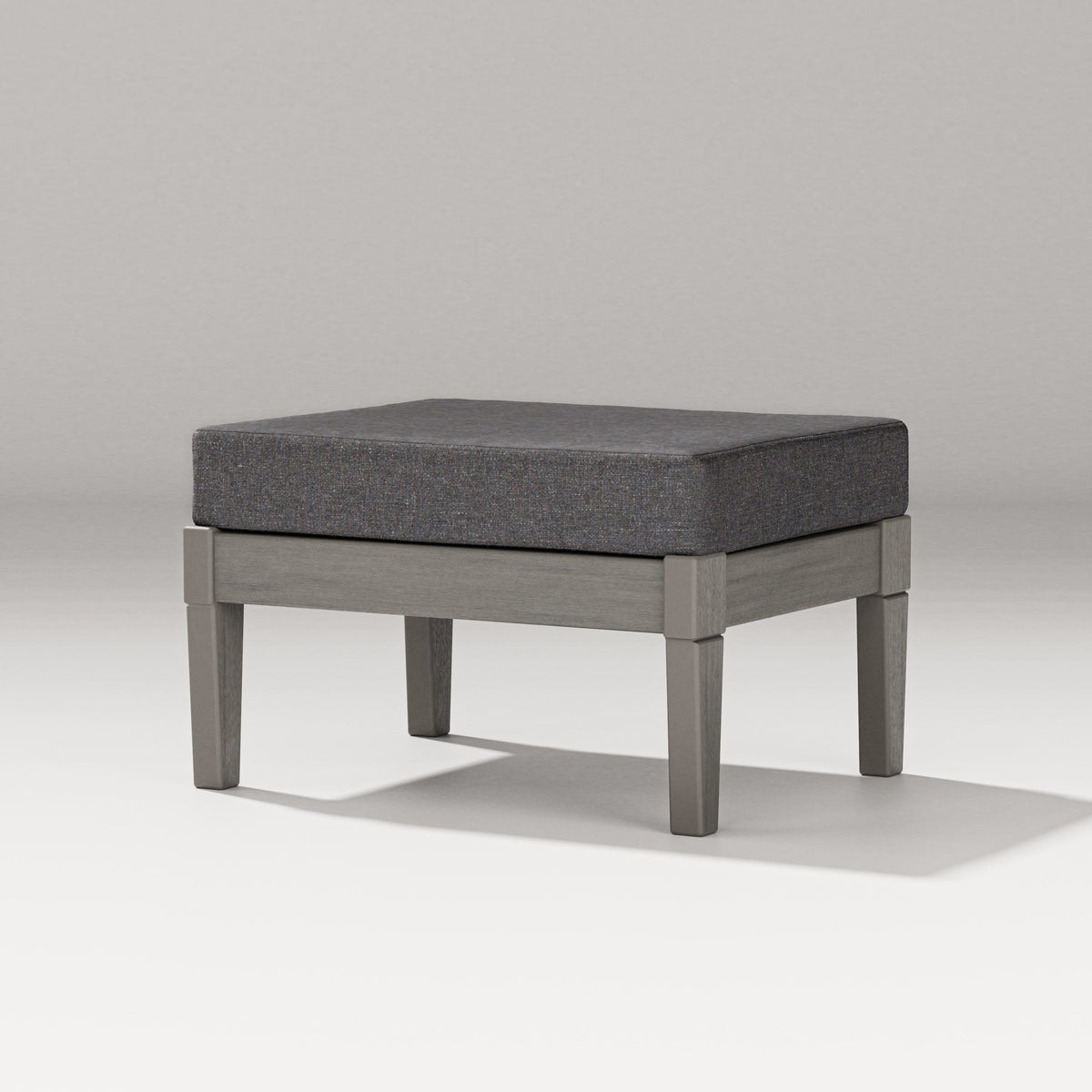 POLYWOOD Estate Lounge Ottoman in Driftwood / Ash Charcoal
