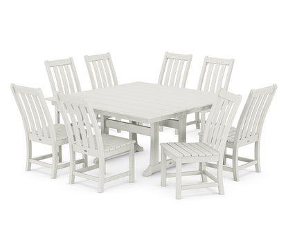 POLYWOOD Vineyard 9-Piece Farmhouse Trestle Dining Set in Vintage White