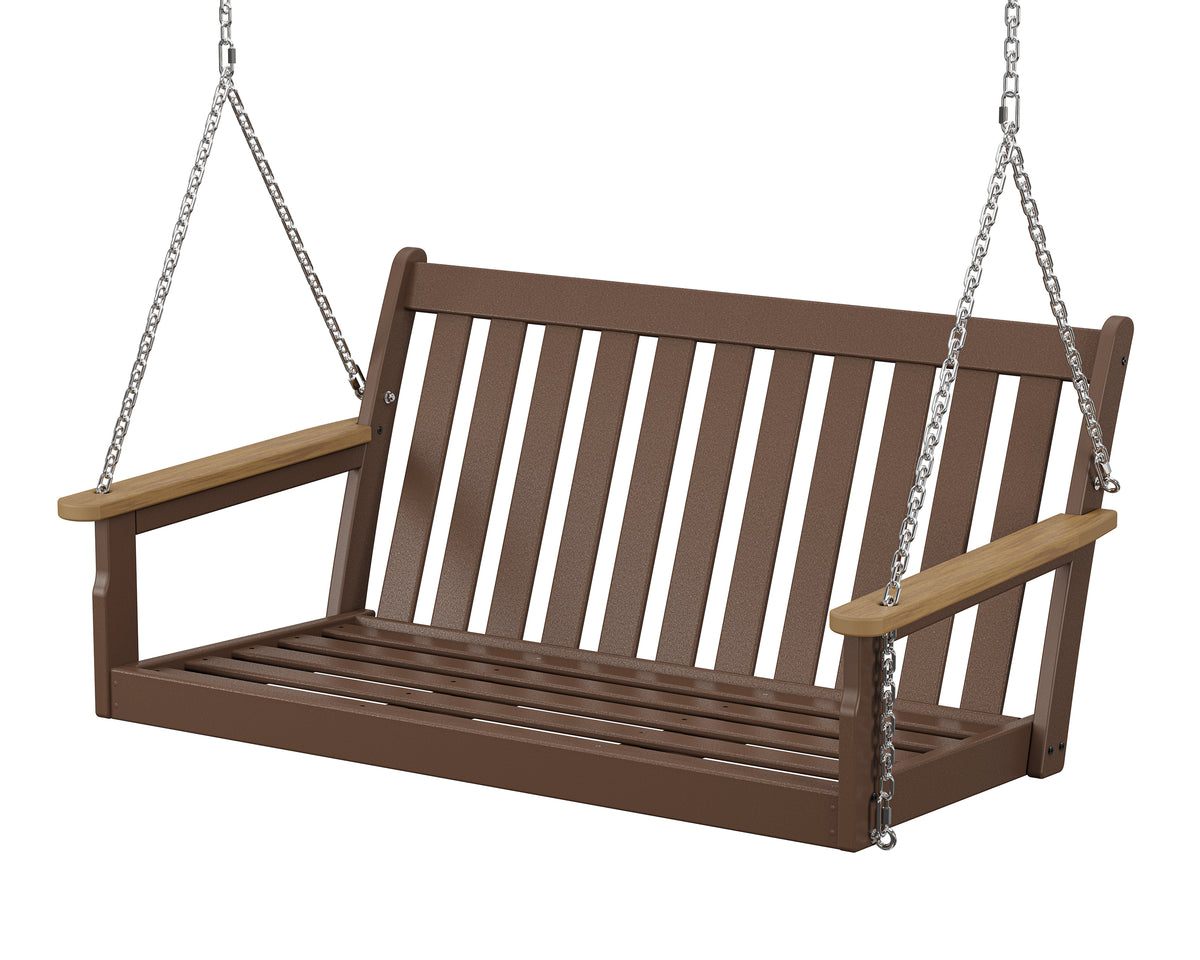 POLYWOOD Vineyard Deep Seating Swing Frame in Mahogany / Natural