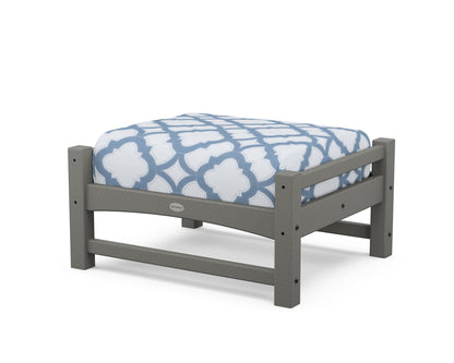 POLYWOOD Club Ottoman in Slate Grey / Trellis Sky Blue