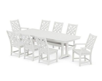 POLYWOOD Wovendale 9-Piece Dining Set with Trestle Legs in White