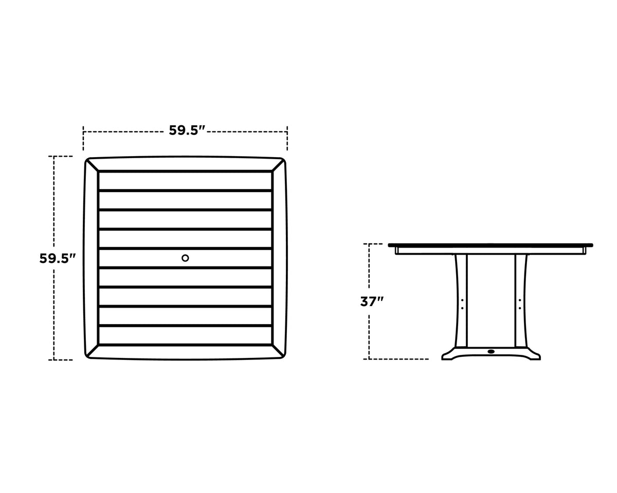 POLYWOOD Nautical Trestle 59" Counter Table dimensions