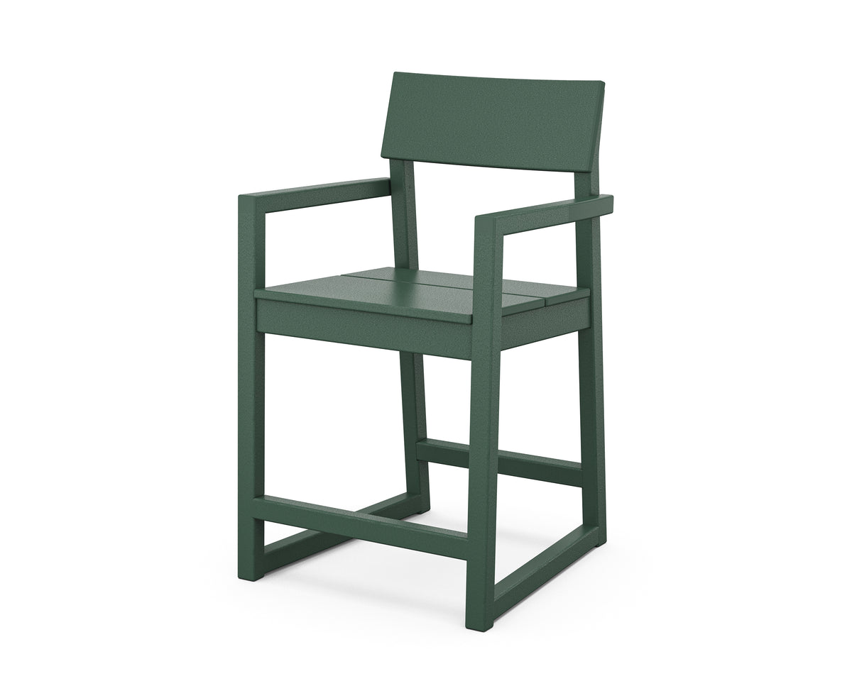 POLYWOOD EDGE Counter Arm Chair in Green