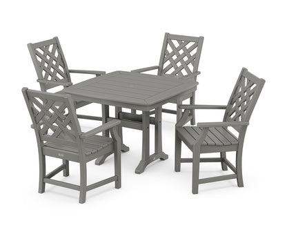 POLYWOOD Wovendale 5-Piece Dining Set with Trestle Legs in Slate Grey