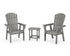 POLYWOOD Nautical 3-Piece Curveback Upright Adirondack Chair Set in Slate Grey