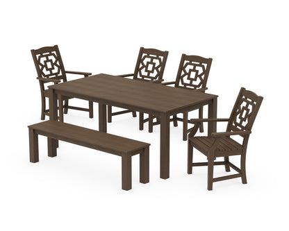 POLYWOOD Chinoiserie 6-Piece Parsons Dining Set with Bench in Kona