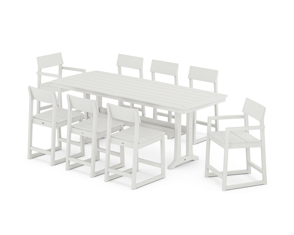 POLYWOOD EDGE 9-Piece Counter Set with Trestle Legs in Vintage White