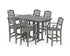 POLYWOOD Savannah Arm Chair 7-Piece Farmhouse Bar Set in Slate Grey