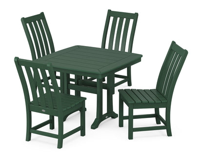 POLYWOOD Vineyard Side Chair 5-Piece Dining Set with Trestle Legs - 37" Table in Green