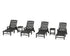 POLYWOOD Cottage 6-Piece Chaise Set with Arms and Wheels in Black