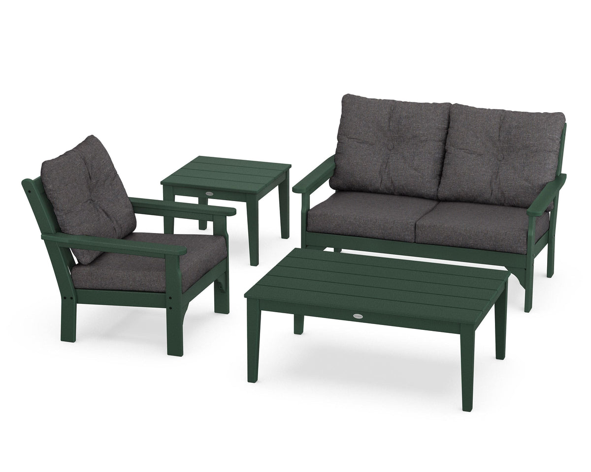 POLYWOOD Vineyard 4-Piece Deep Seating Set in Green / Ash Charcoal