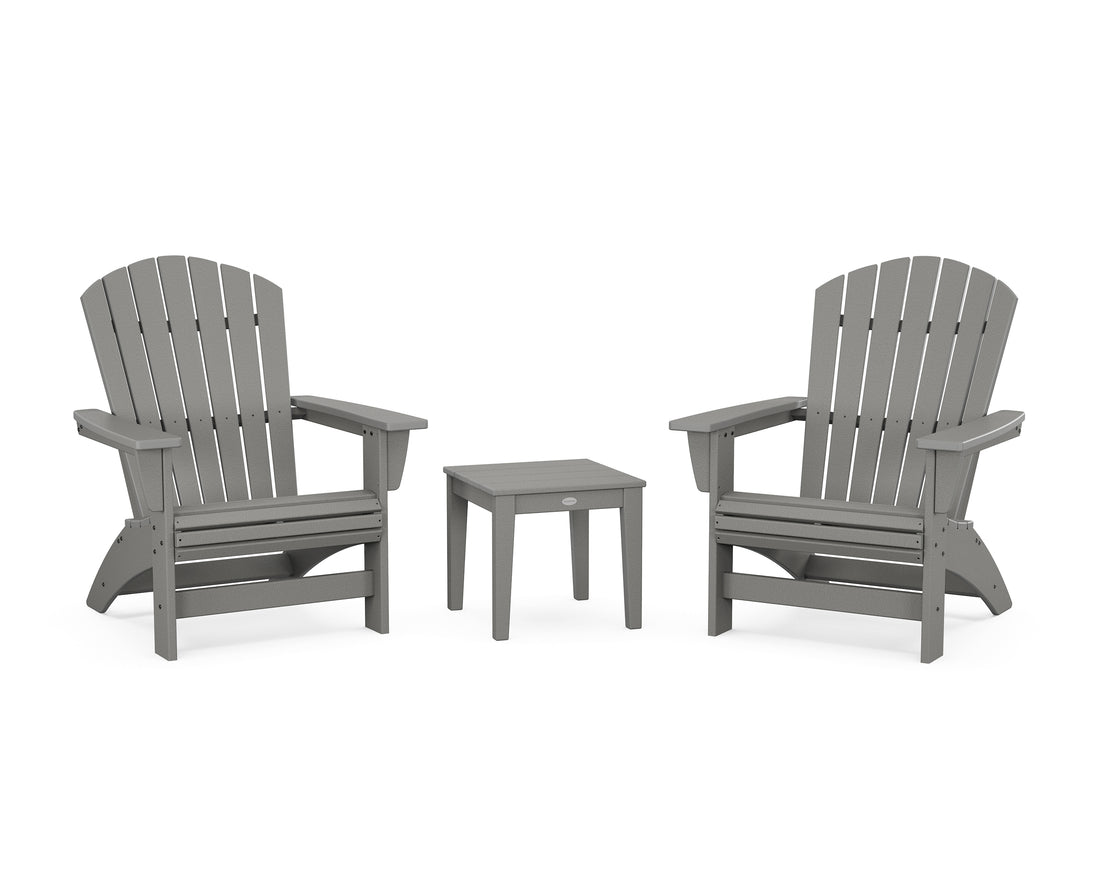 POLYWOOD 3-Piece Nautical Grand Adirondack Set in Slate Grey