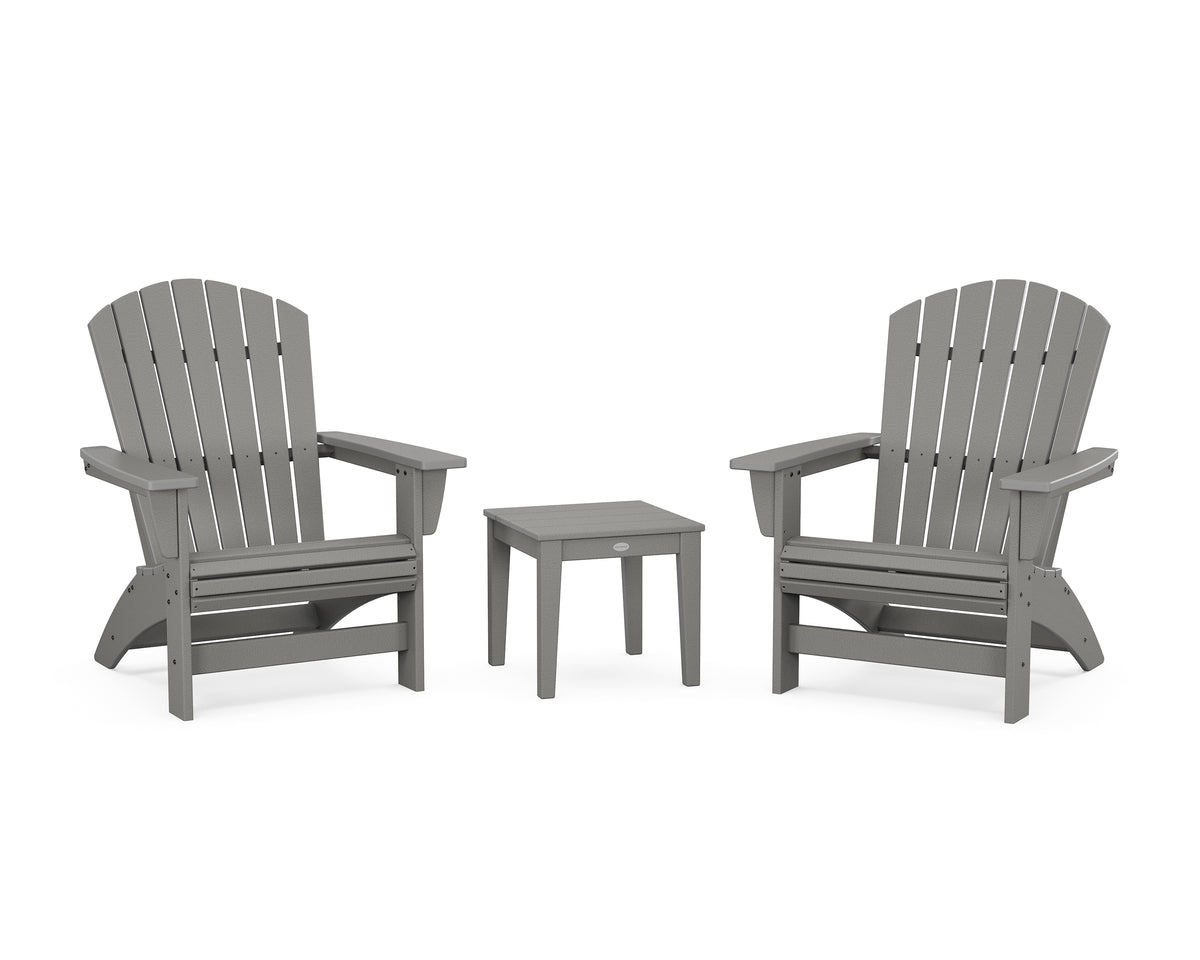 POLYWOOD 3-Piece Nautical Grand Adirondack Set in Slate Grey