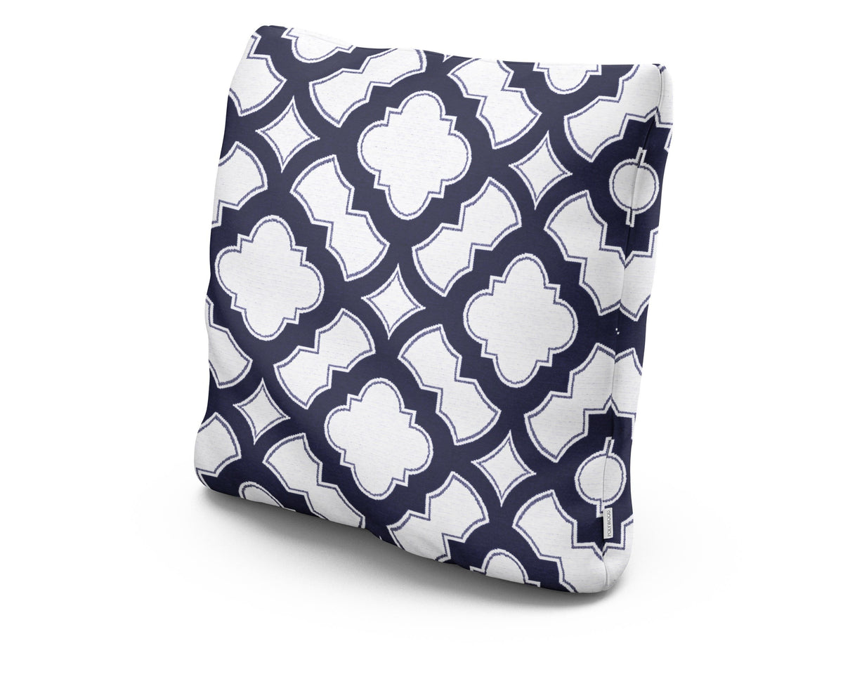POLYWOOD 22" Outdoor Throw Pillow in Trellis Navy