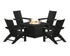 POLYWOOD Modern Curveback Adirondack 5-Piece Conversation Set with Fire Pit Table in Black